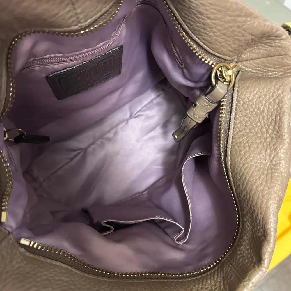 Coach Brooke Taupe Leather Shoulder Bag with Gold Accents - Picture 6 of 11